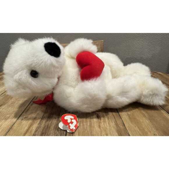 VTG 1997 TY Romeo White 15" Plush Teddy Bear w/Red Heart & Bow Plush NEW - Picture 5 of 9